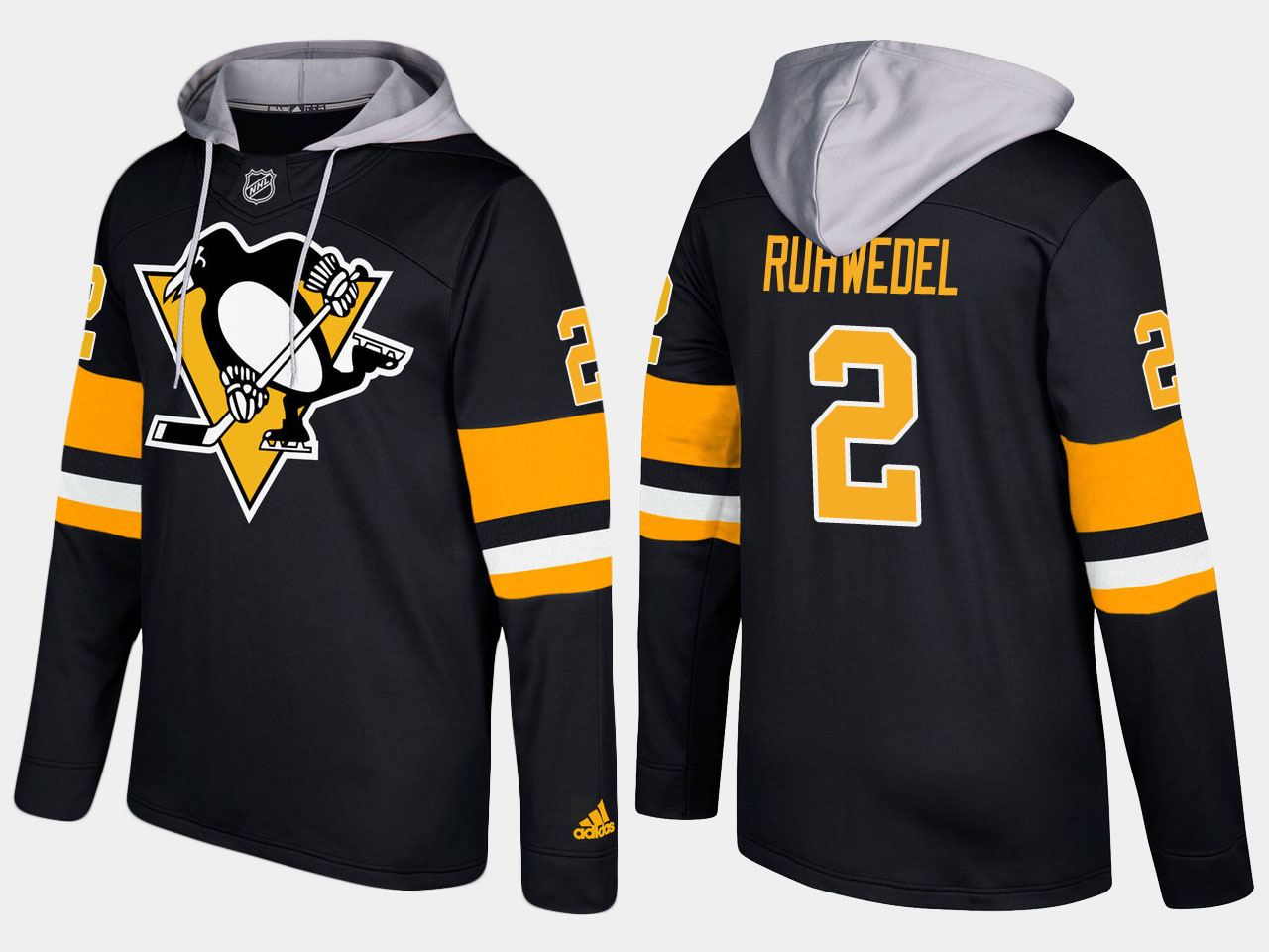 Men NHL Pittsburgh penguins #2 chad ruhwedel black hoodie->pittsburgh penguins->NHL Jersey